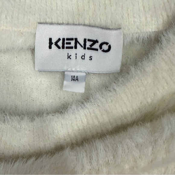 Kenzo Kids‎ Faux Fur Logo Sweater 14Y Fits Women XS Off White K15592 - Picture 7 of 7
